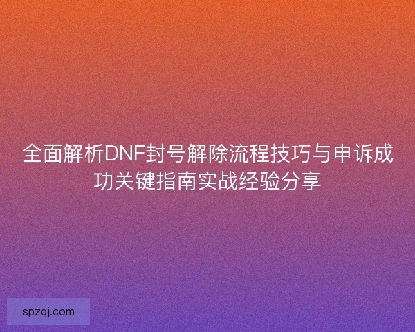 全面解析DNF封号解除流程技巧与申诉成功关键指南实战经验分享
